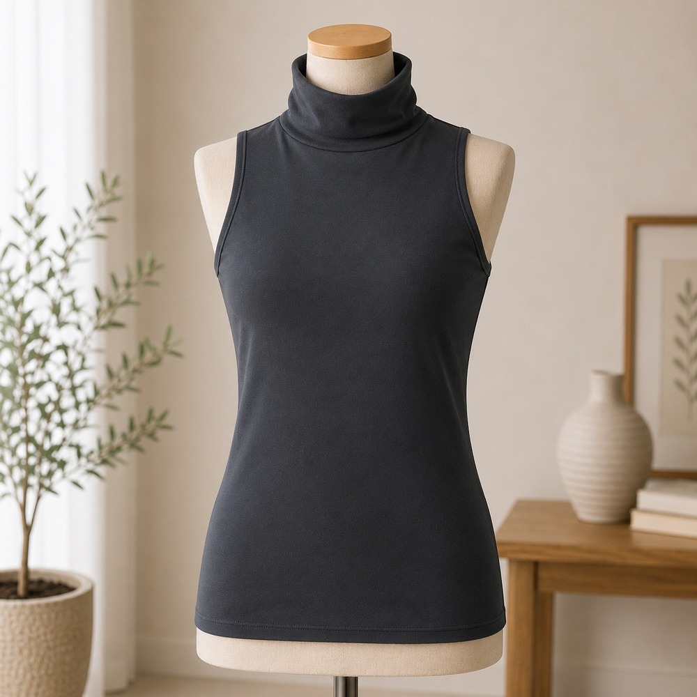 NWT AFRM Turtleneck Mesh Top Womens‎ Small Black Sleeveless Sheer Layering Tank